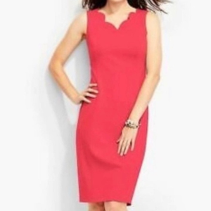 Talbots Coral Scallop V neck Sheath dress with‎ stretch size 4